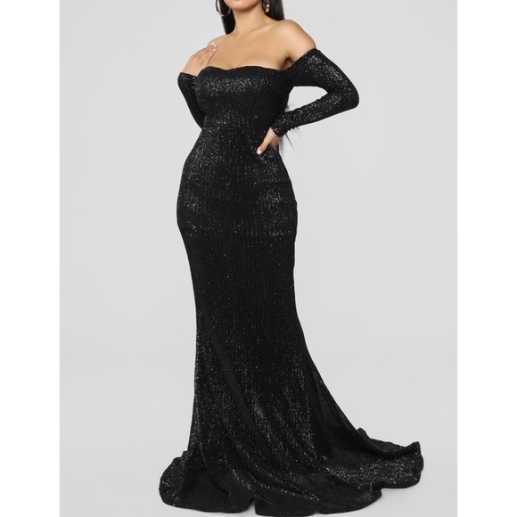 Black Long Sleeve Sequin Dress - Picture 4 of 4